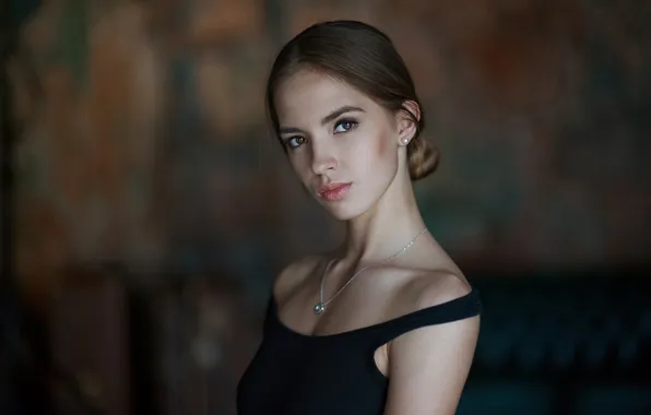 Model, Black Top, Looking At Camera, Victoria Lukina
