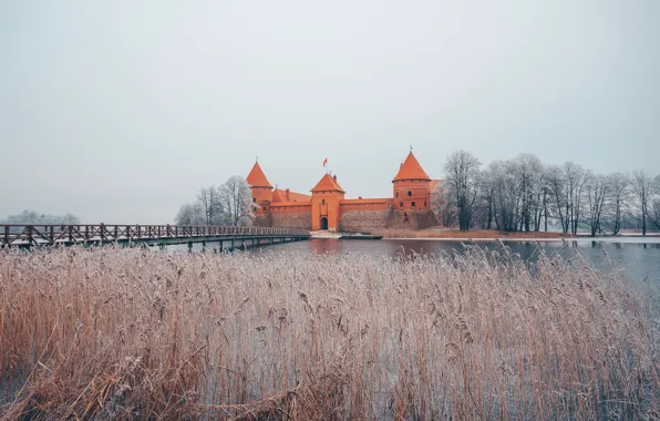 Картинка Winter, Castle, Trakai, Lithuania