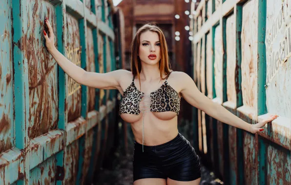 Грудь, взгляд, секси, модель, тело, шорты, макияж, фигура
