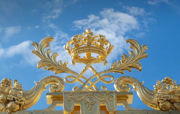 Франция, корона, ограда, ограждение, дворец, элемент, Версаль