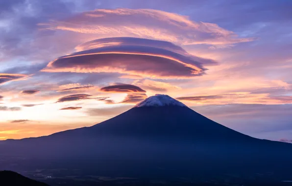 Облака, гора, Япония, гора Фуджи