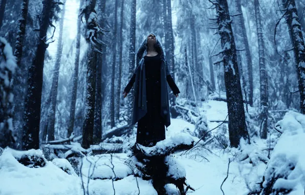 Картинка лес, девушка, снег, Kindra Nikole