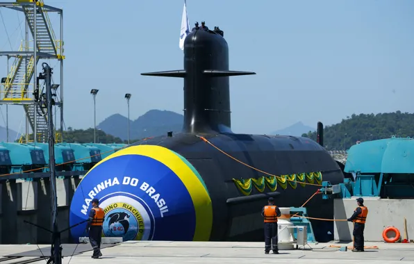 Спуск, субмарина, бразилия, дизельная, вмс, на воду