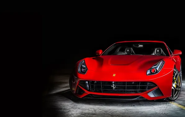 Картинка Феррари, Ferrari, Red, Фары, Парковка, Front, Суперкар, Перед