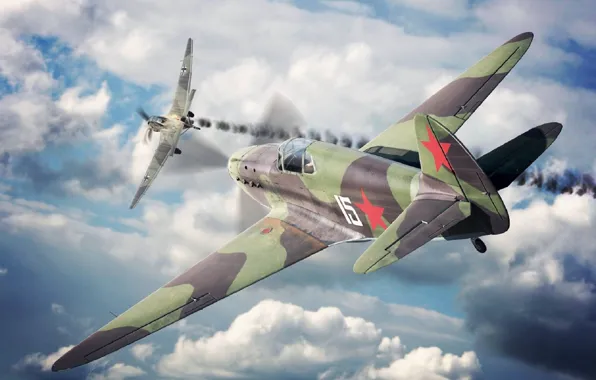 Artwork, Painting, Ju-87Stuka, Як-1