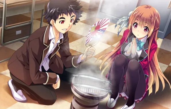 Девушка, Парень, Арт, baka moe heart ni ai wo komete!