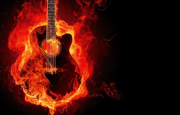 Картинка фон, огонь, Гитара