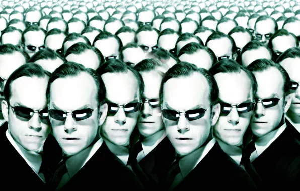 Картинка очки, матрица, головы, много, Агент Смит, The Matrix