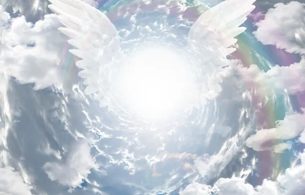 Небо, облака, крылья, ангел