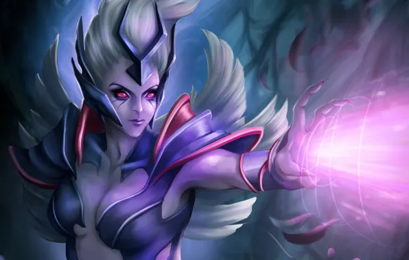 Картинка девушка, магия, крылья, арт, Dota 2, Vengeful Spirit, Shendelzare, Kunniki