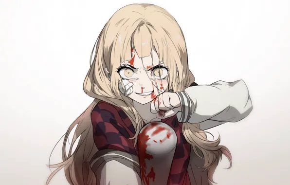 Кровь, игра, арт, девочка, бита, Sinoalice, Akazukin