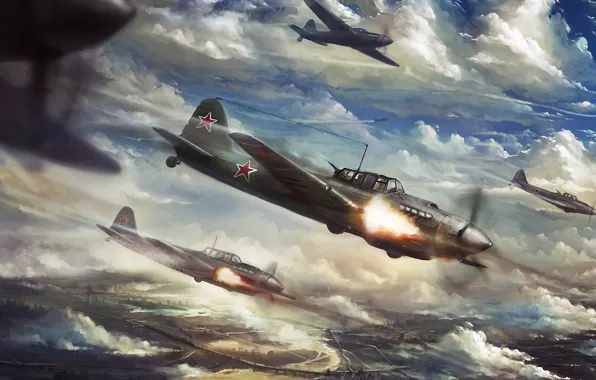 Картинка planes, art, aviation, attack aircraft