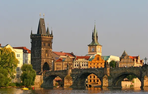 Картинка мост, река, Прага, Чехия
