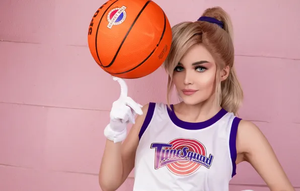 Блондинка, basketball, красивая девушка, косплей, cosplay, beautiful girl, blonde, баскетбольный мяч