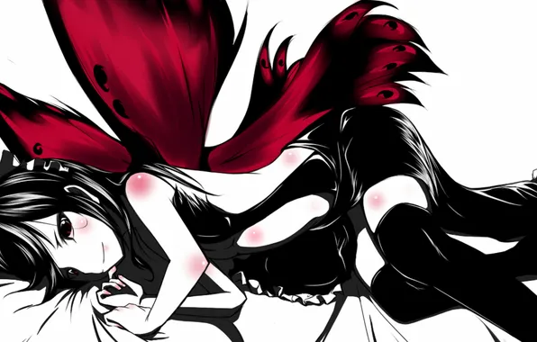 Девушка, крылья, лежа, kuro yuki hime, accel world