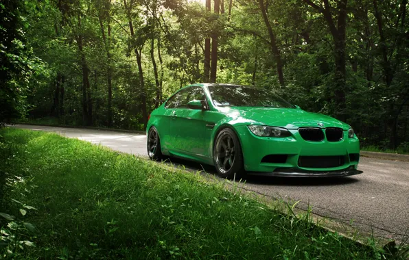 Картинка дорога, зелень, лето, BMW, Cleaner Green