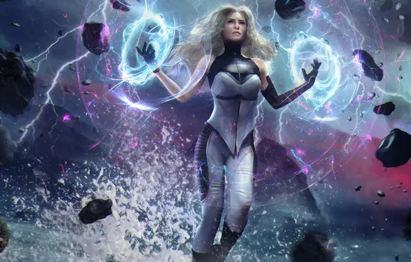 Энергия, девушка, камни, фантастика, art, nero awakening