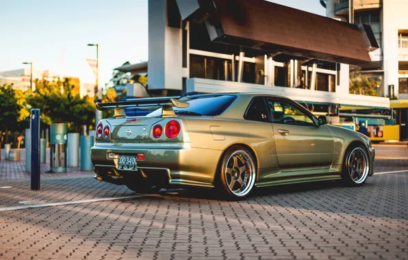 Nissan, GT-R, gold, skyline, R34