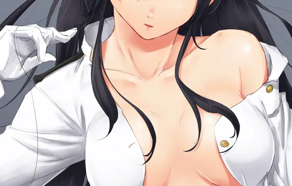 Girl, sexy, long hair, boobs, anime, beautiful, red eyes, pretty