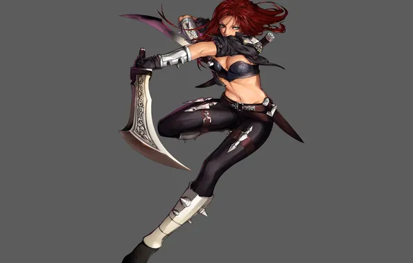 Девушка, оружие, игра, арт, League of Legends, Katarina, LoL