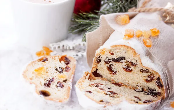 Кофе, Рождество, пирог, Christmas, выпечка, coffee, изюм, pie