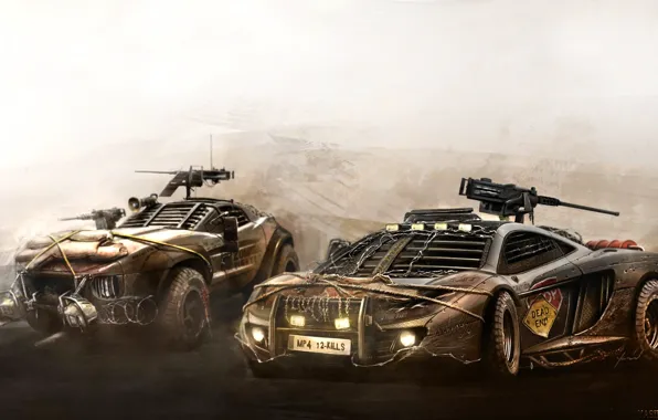 McLaren, Авто, Апокалипсис, Машины, Две, Оружие, McLaren MP4, Броня