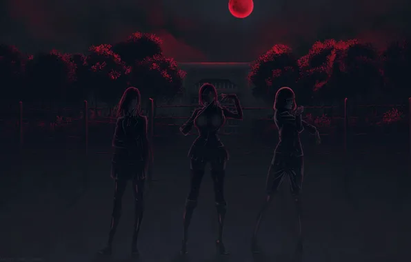 Art, колючая проволока, кровавая луна, Maki Kurihara, Meiko Shiraki, Школа-тюрьма, Hana Midorikawa, Akira Hiremoto