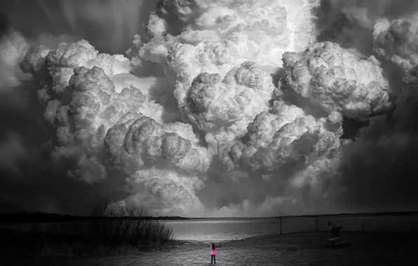 Небо, облака, озеро