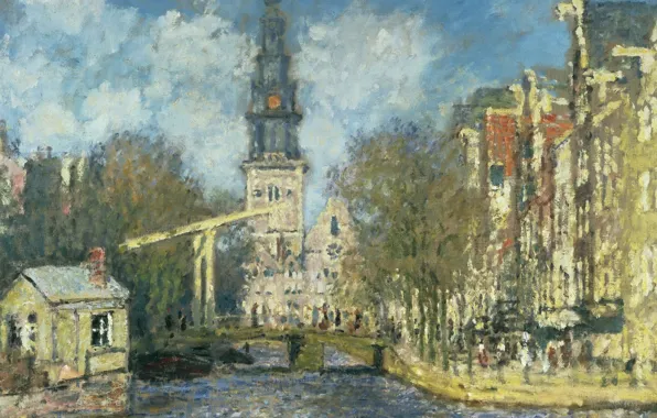 Картинка картина, городской пейзаж, Клод Моне, Южная Церковь в Амстердаме