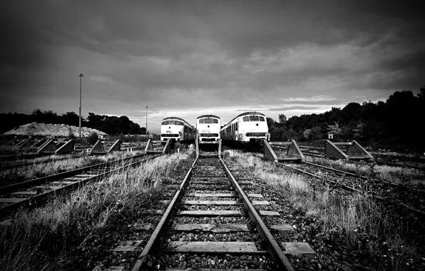 Картинка рельсы, чёрно-белое, поезда, Ж/д пути