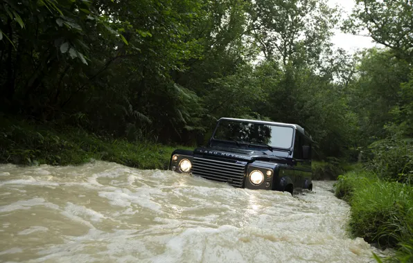 Картинка Land Rover, Defender, брод, 2013, Defender 90