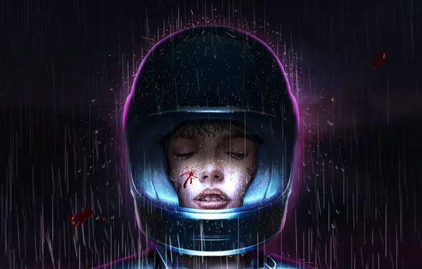 Стиль, Girl, Фон, Light, Style, Night, Rain, Illustration