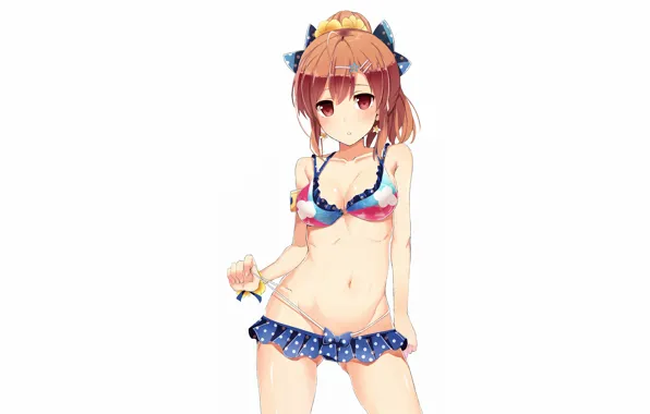 Girl, sexy, cleavage, brown hair, boobs, anime, beautiful, short hair