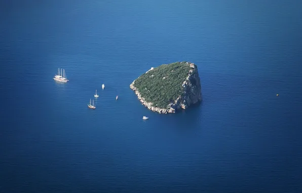 Море, остров, яхты, Aerial View