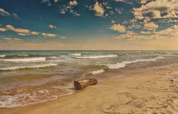 Картинка пляж, озеро, берег, утро, morning light at lake Michigan