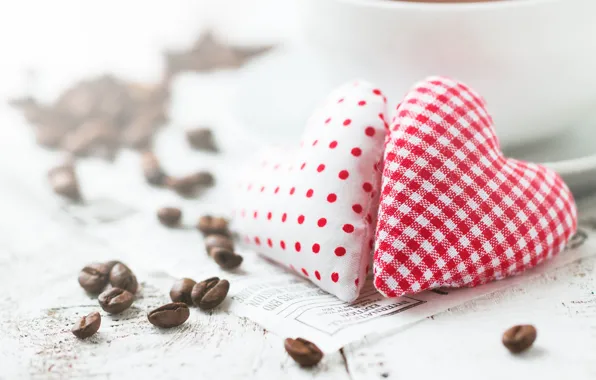 Картинка сердце, кофе, зерна, love, heart, romantic, valentine's day