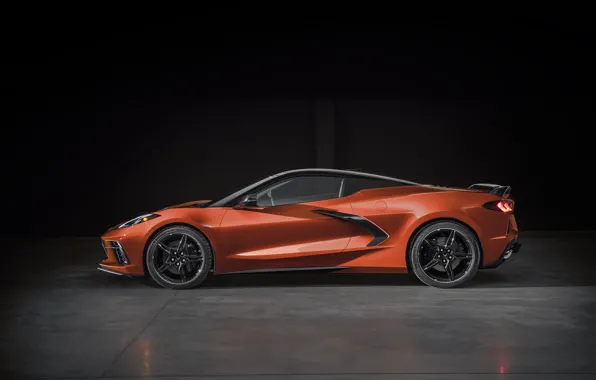 Corvette, Chevrolet, вид сбоку, Stingray, 2020, C8