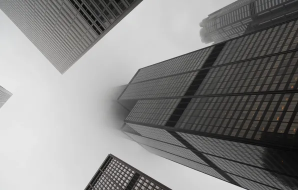 Картинка туман, здания, небоскребы, чикаго, сша, usa, chicago