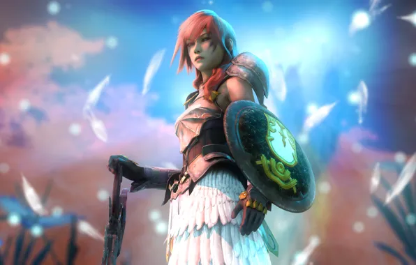 Девушка, меч, щит, Final Fantasy XIII, Lightning, Claire Farron
