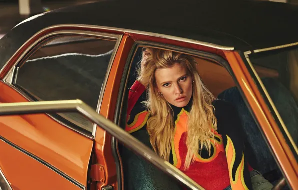Авто, модель, блондинка, фотосессия, Lara Stone, Лара Стоун, Emma Tempest, Russh