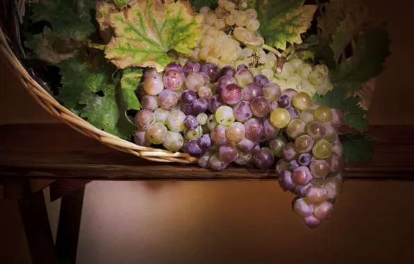 Картинка виноград, гроздь, корзинка