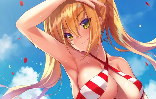 Girl, sexy, cleavage, long hair, boobs, anime, beautiful, pretty