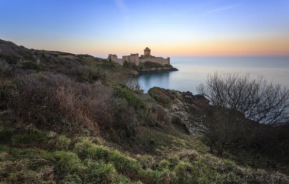 Sea, sunset, Fort La Latte, bretagne