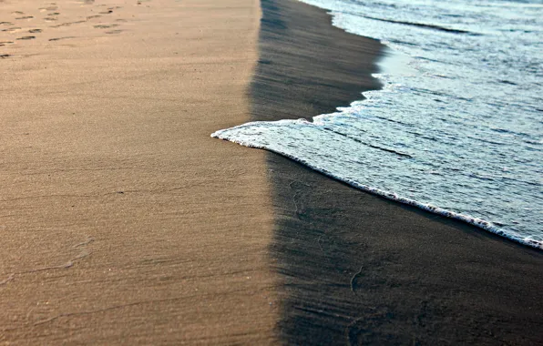 Картинка песок, волны, пена, прибой