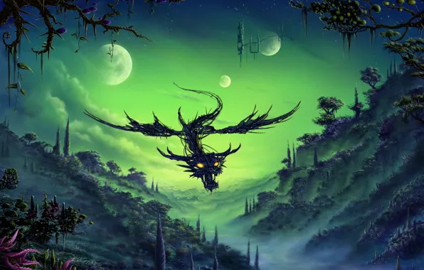 Горы, планета, существо, чудовище, Dragon Worrier, drachenkrieger