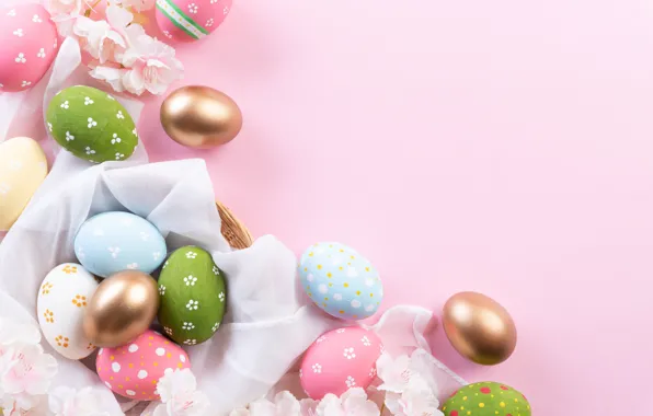 Фон, яйца, colorful, Пасха, happy, pink, Easter, eggs