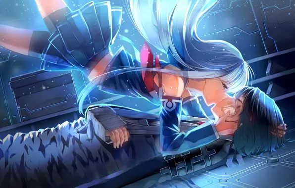 Картинка девушка, поцелуй, аниме, арт, парень, Aoki Hagane No Arpeggio