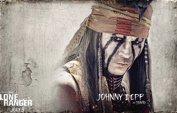 Картинка Johnny Depp, west, western, background, movie, wild west, Indian, The Lone Ranger