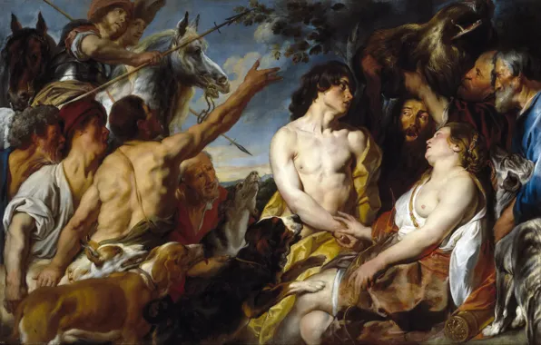 Картинка картина, мифология, Якоб Йорданс, Мелеагр и Аталанта