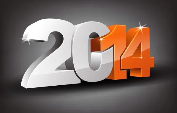 Картинка праздник, новый год, цифры, объем, 2014